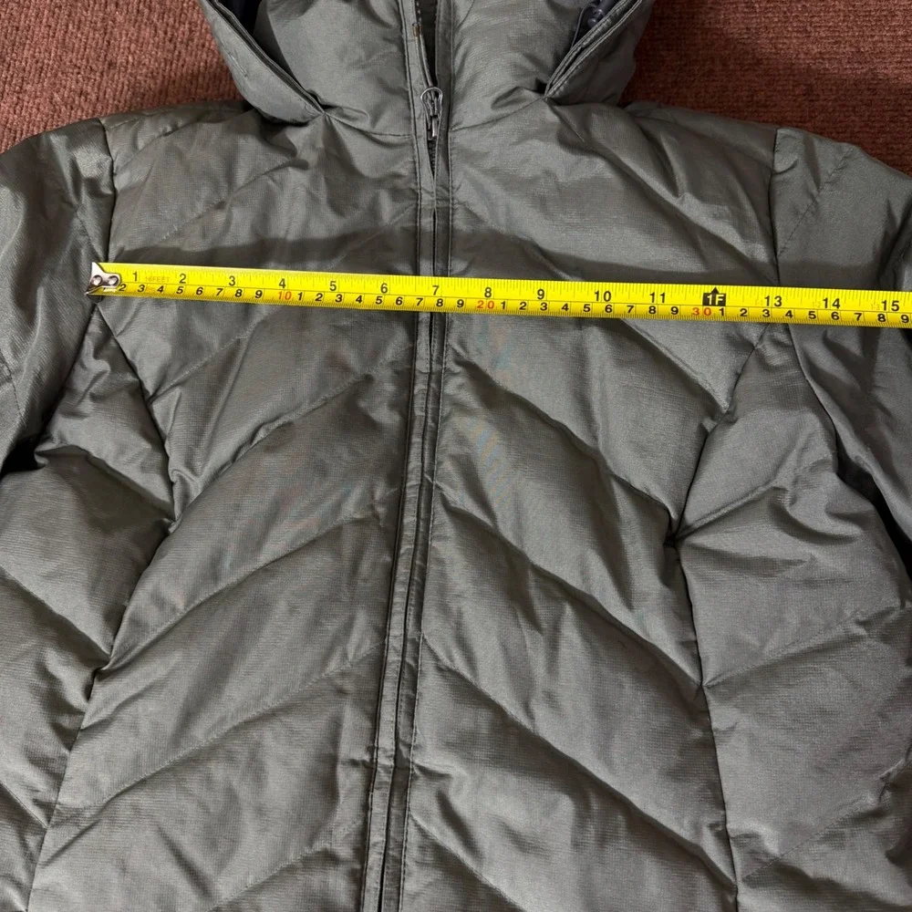 Eddie Bauer EB550 Down Parka Womens Small Olive Green Puffer Hooded Jacket Coat